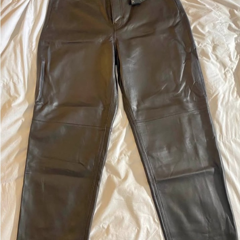 Banana Republic Dark Brown Genuine Leather Pants 100% lambskin NWT Highwaist 29
